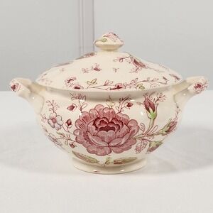 VTG c. 1930s Rose Chintz Johnson Bros. Sugar Dish Bowl with Lid 5" X 4.5"